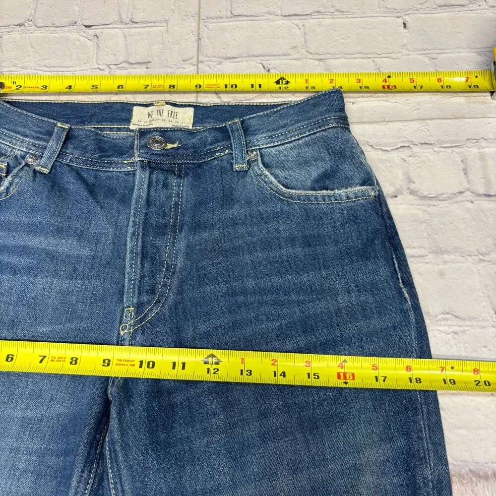 Free People We The Free Women Wide Leg Jeans Size 26 Distressed Denim D120 -12